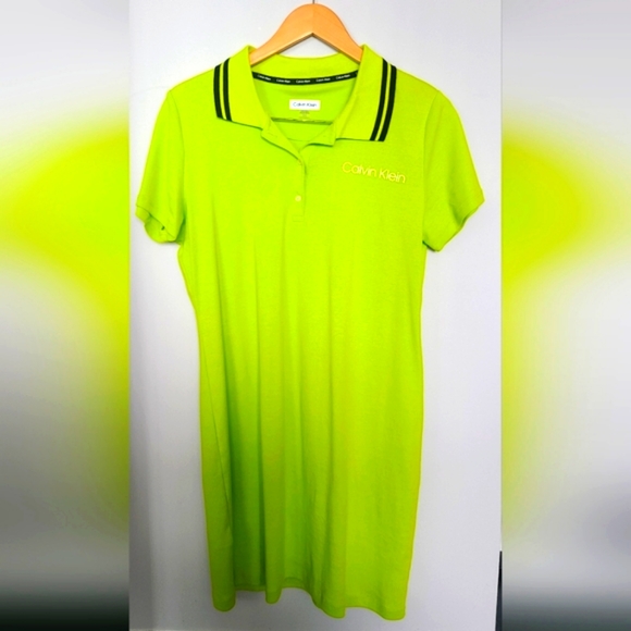 Calvin Klein Polo Dress - Lime green, Size L - Picture 1 of 4